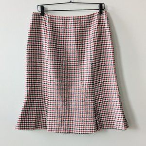 Talbots Wool Houndstooth Red/Black Flare Skirt